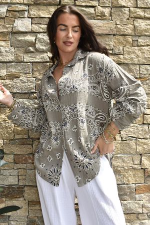 Cala Cushion Cotton Bandana Relaxed Shirt Mocha